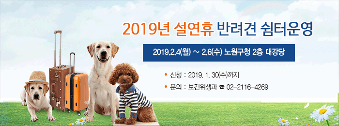 2019년 설연휴 반려견쉼터 운영 안내